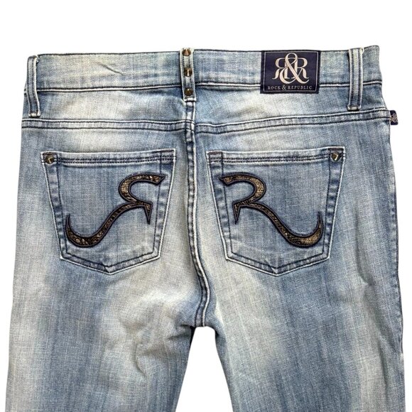 2000'S VTG. RARE ROCK & REPUBLIC STUDDED‎ LOW RISE KASSANDRA JEANS US SZ. 8 - Picture 4 of 5
